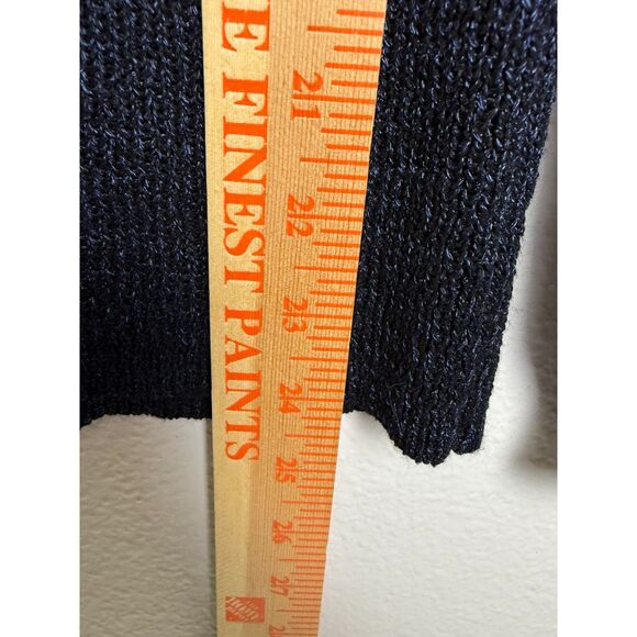 Massimo Dutti Blue Black Knit Sweater Women M Bell Sleeve Italian Yarn - Picture 7 of 7